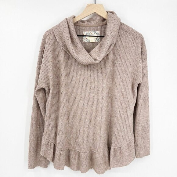 Maeve by Anthropologie Addie Ruffled Hacci Pullover Size S Cowl Textured - Picture 1 of 6